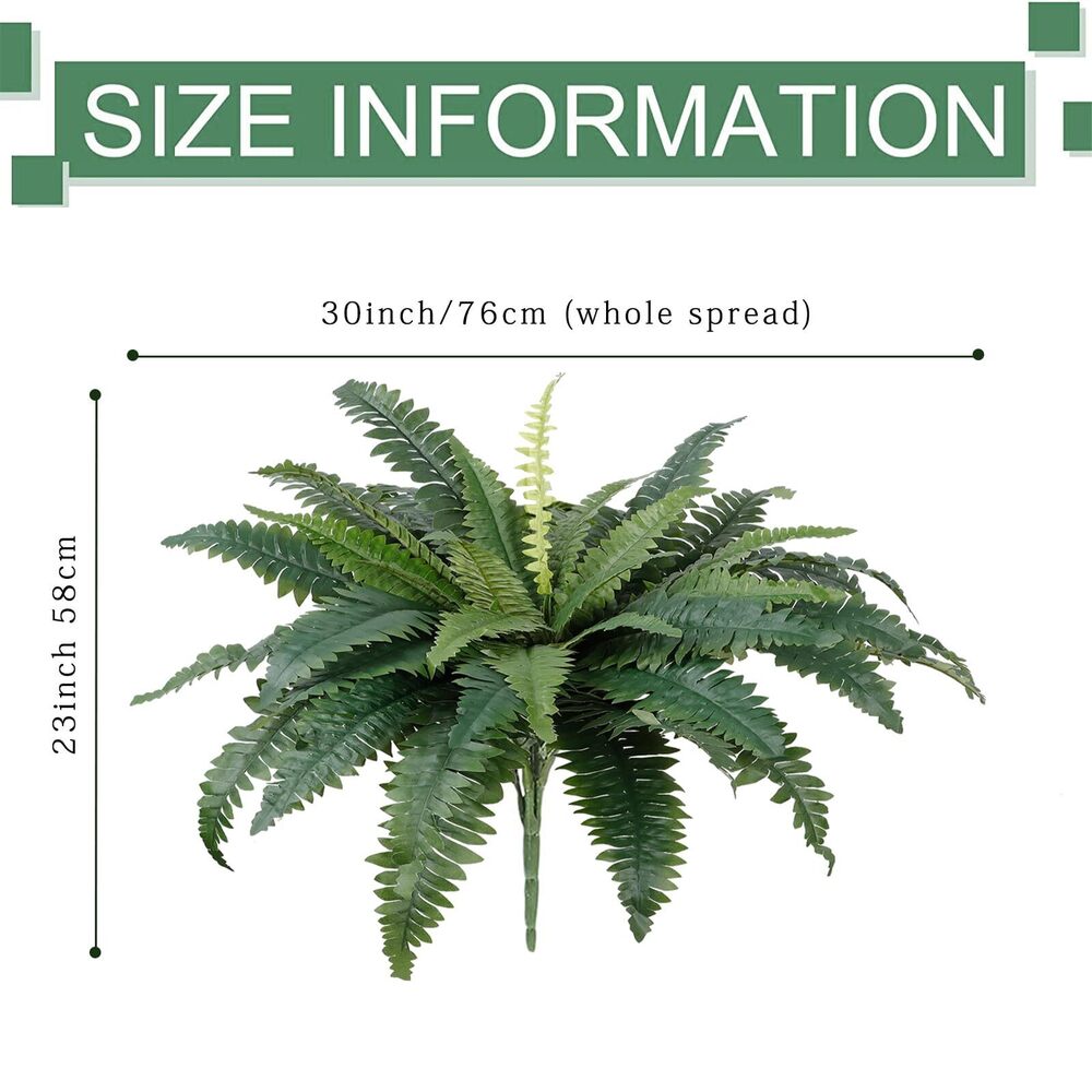 3008 Artificial Ferns for Outdoors Set of 2 Bouquets 30" Diam Large Long - Picture 3 of 8